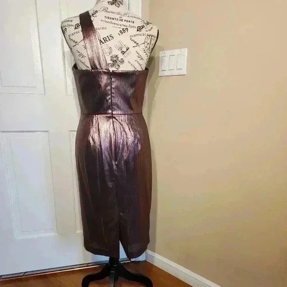 Marchesa Notte metalic lame cocktail dress, size 4 - Picture 4 of 9